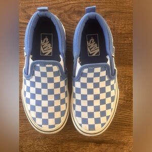 Unisex vans blue checkered slip on shoes